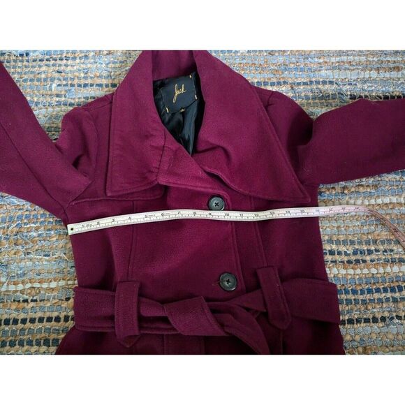 Urban Outfitters S Deep Red Belted Peacoat Single Breasted Lagenlook Fall Winter - Picture 4 of 8